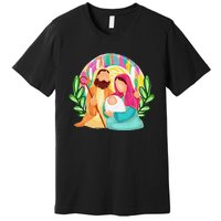 Funny Christian Christmas Jesus Oh Come Let Us Adore Him Premium T-Shirt