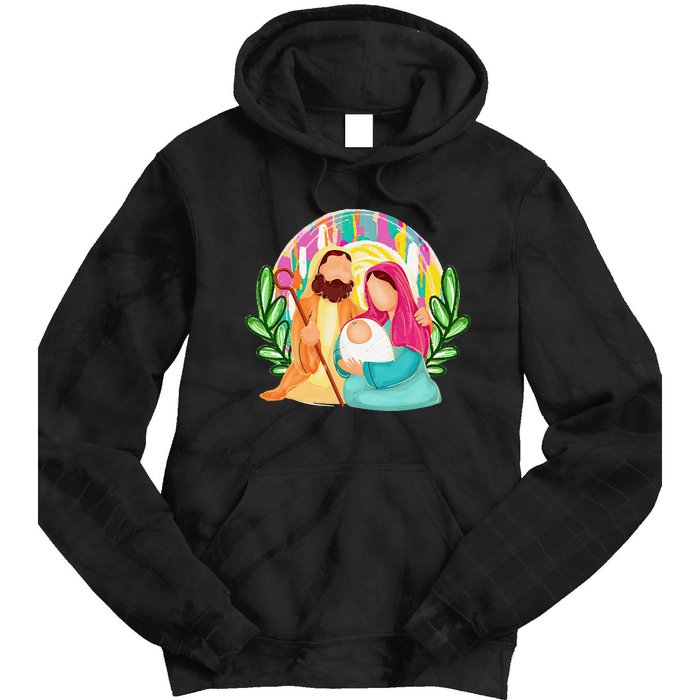 Funny Christian Christmas Jesus Oh Come Let Us Adore Him Tie Dye Hoodie