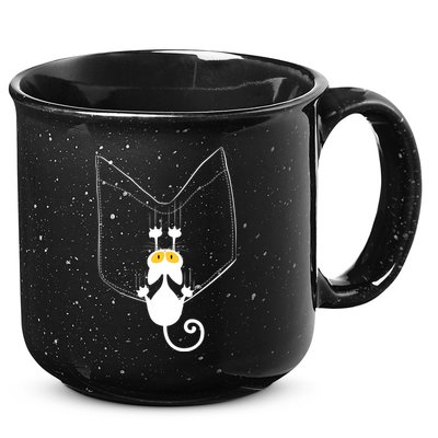 Funny Cute Cat Hanging From Pocket 15oz Campfire Ceramic Mug