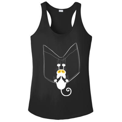 Funny Cute Cat Hanging From Pocket Ladies PosiCharge Competitor Racerback Tank