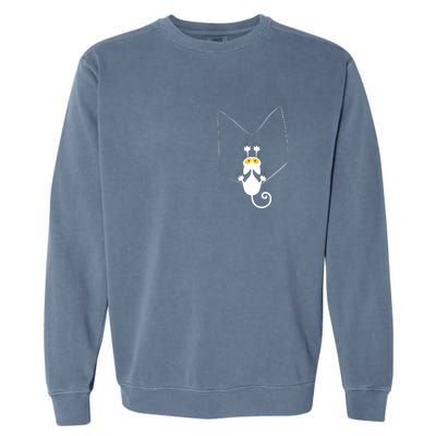 Funny Cute Cat Hanging From Pocket Garment-Dyed Sweatshirt