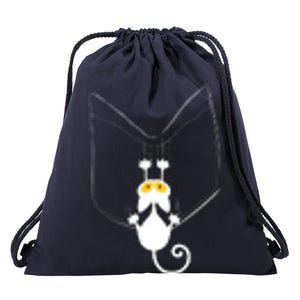 Funny Cute Cat Hanging From Pocket Drawstring Bag