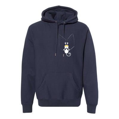 Funny Cute Cat Hanging From Pocket Premium Hoodie