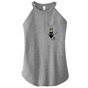 Funny Cute Cat Hanging From Pocket Women's Perfect Tri Rocker Tank