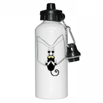 Funny Cute Cat Hanging From Pocket Aluminum Water Bottle