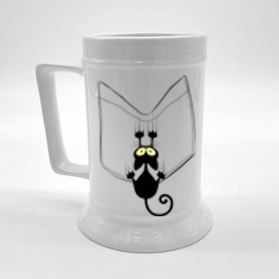 Funny Cute Cat Hanging From Pocket Beer Stein