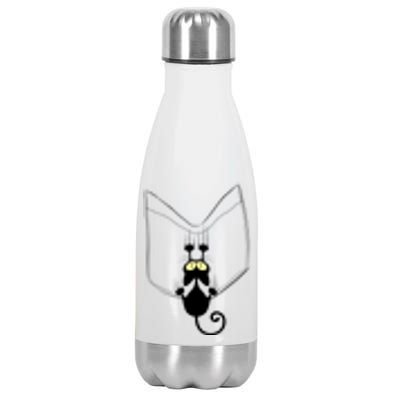 Funny Cute Cat Hanging From Pocket Stainless Steel Insulated Water Bottle