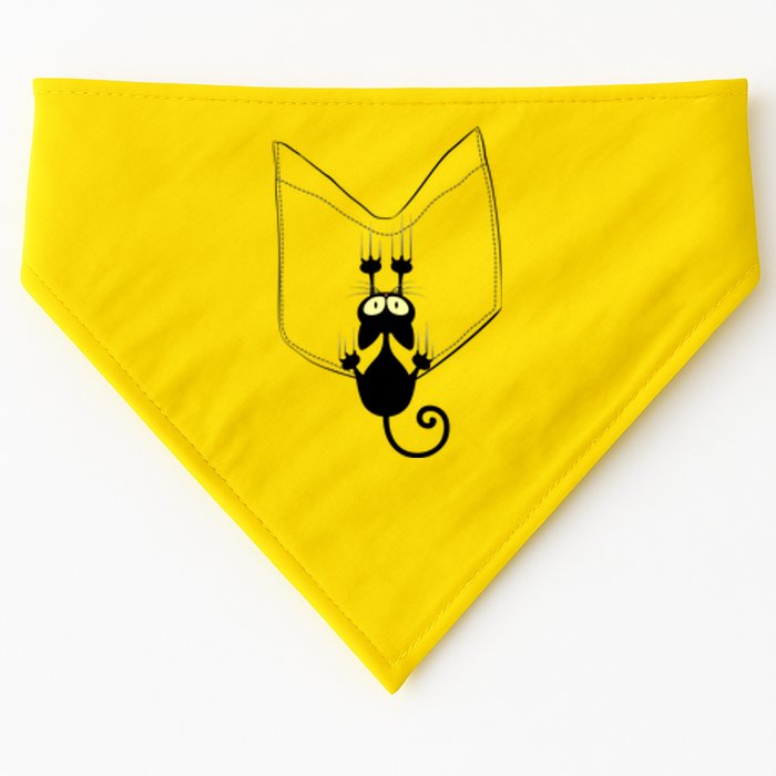 Funny Cute Cat Hanging From Pocket USA-Made Doggie Bandana