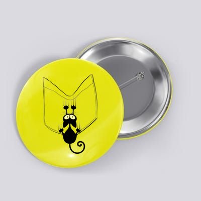 Funny Cute Cat Hanging From Pocket Button
