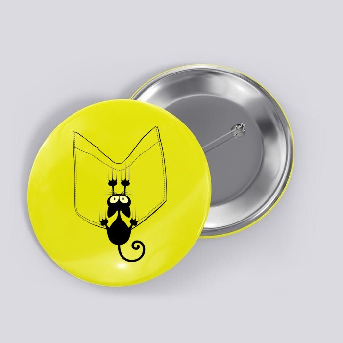 Funny Cute Cat Hanging From Pocket Button