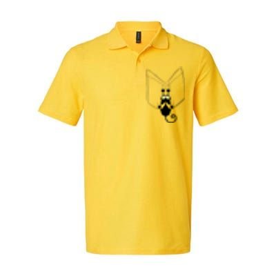 Funny Cute Cat Hanging From Pocket Softstyle Adult Sport Polo