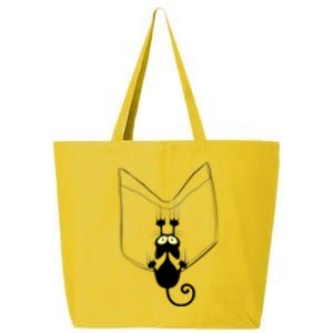 Funny Cute Cat Hanging From Pocket 25L Jumbo Tote