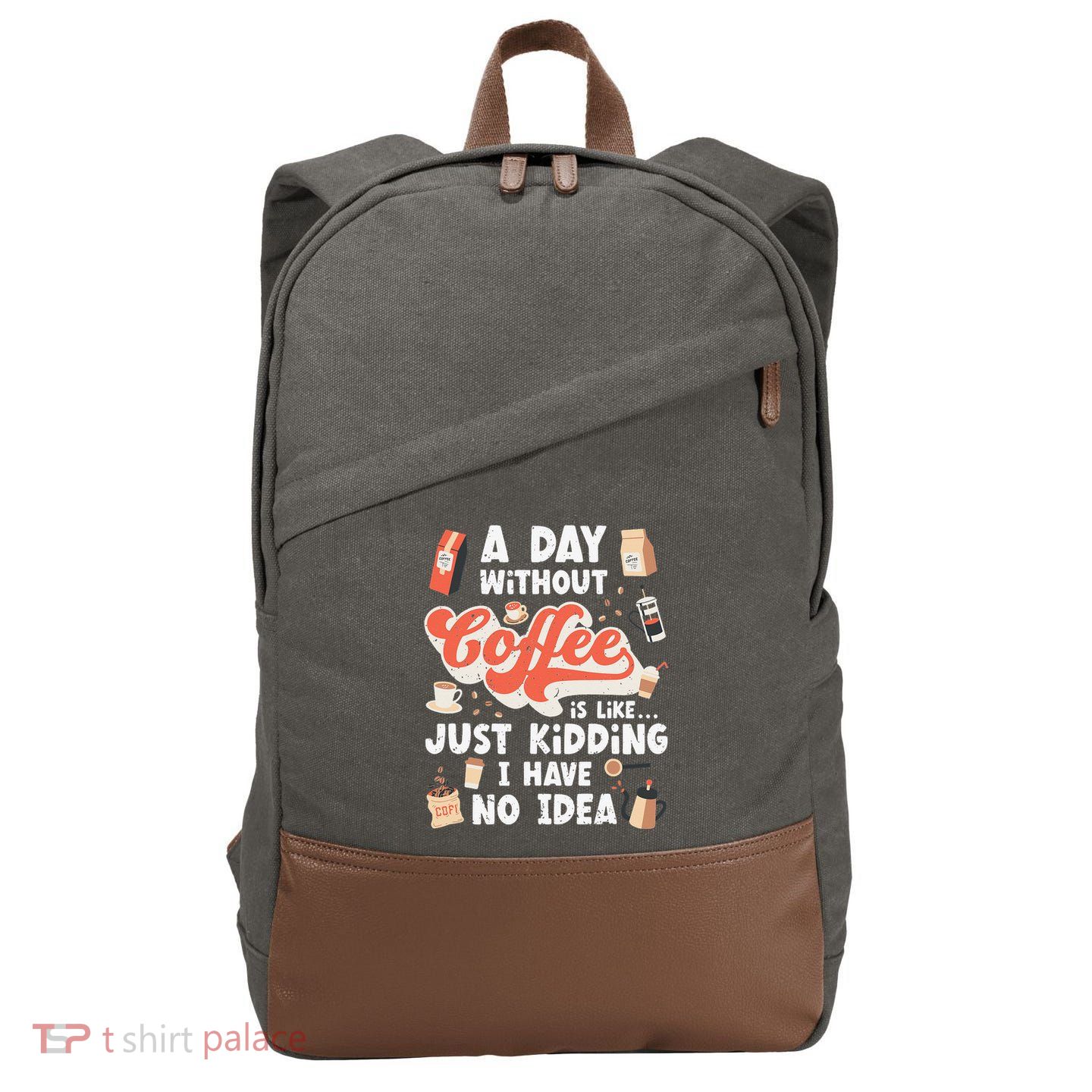 Funny Coffee Coffee Lover Cute Coffee Cotton Canvas Backpack