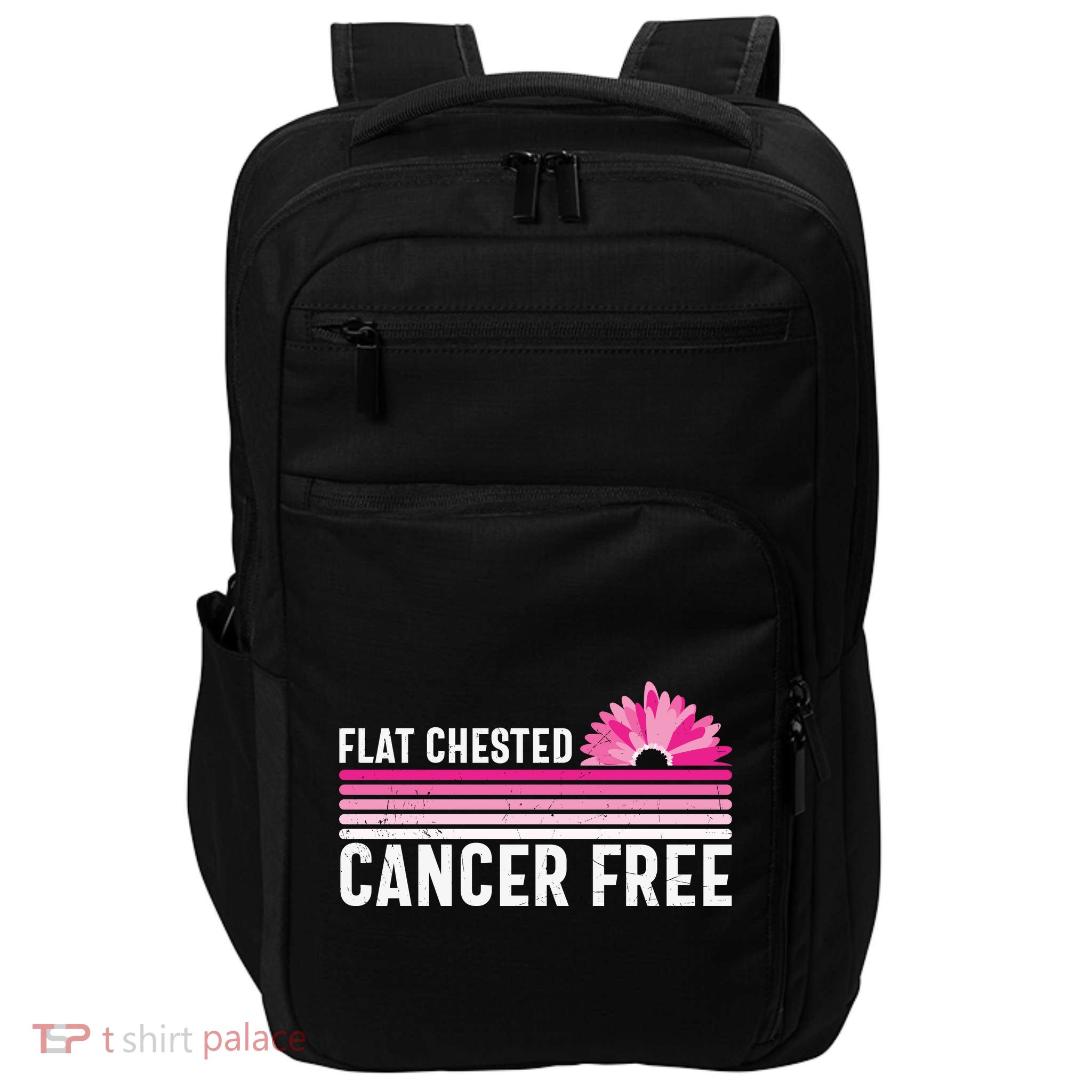 Flat Chested Cancer Free Sunflower Breast Cancer Impact Tech Backpack