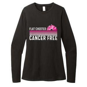 Flat Chested Cancer Free Sunflower Breast Cancer Womens CVC Long Sleeve Shirt