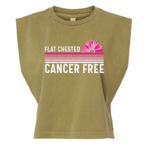 Flat Chested Cancer Free Sunflower Breast Cancer Garment-Dyed Women's Muscle Tee