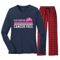 Flat Chested Cancer Free Sunflower Breast Cancer Women's Long Sleeve Flannel Pajama Set 