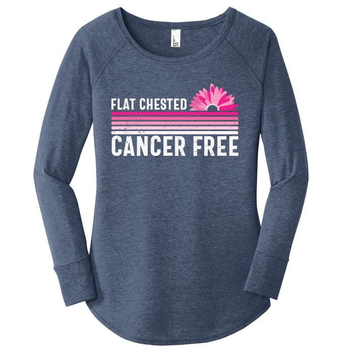 Flat Chested Cancer Free Sunflower Breast Cancer Women's Perfect Tri Tunic Long Sleeve Shirt