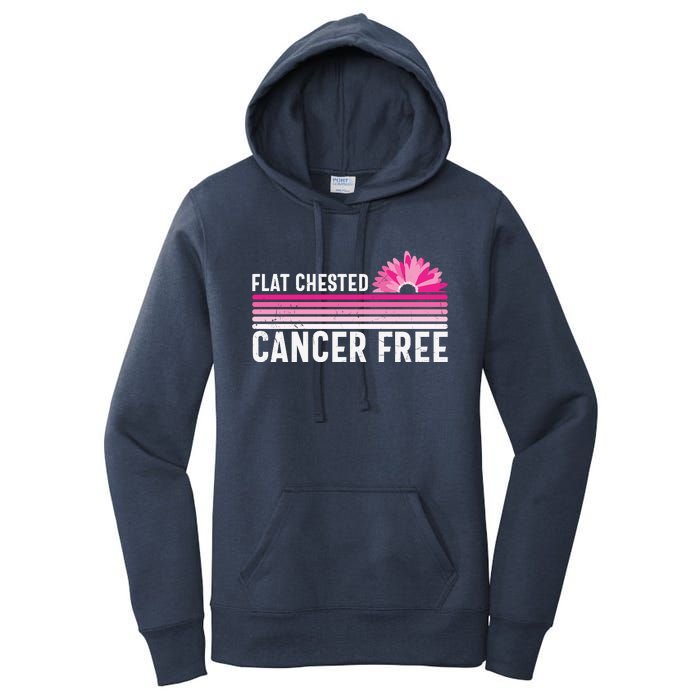 Flat Chested Cancer Free Sunflower Breast Cancer Women's Pullover Hoodie