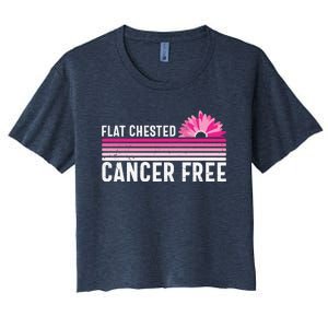 Flat Chested Cancer Free Sunflower Breast Cancer Women's Crop Top Tee