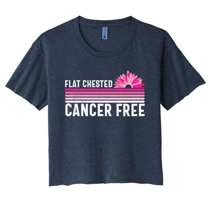 Flat Chested Cancer Free Sunflower Breast Cancer Women's Crop Top Tee