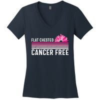 Flat Chested Cancer Free Sunflower Breast Cancer Women's V-Neck T-Shirt