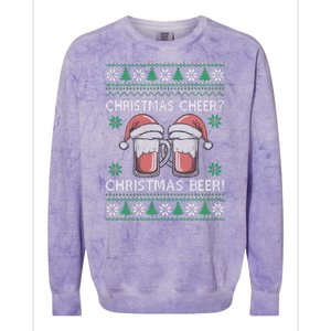 Funny Christmas Cheer Christmas Beer Ugly Sweater Colorblast Crewneck Sweatshirt