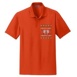 Funny Christmas Cheer Christmas Beer Ugly Sweater Dry Zone Grid Polo