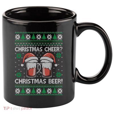 Funny Christmas Cheer Christmas Beer Ugly Sweater 11oz C Handle Ceramic Mug
