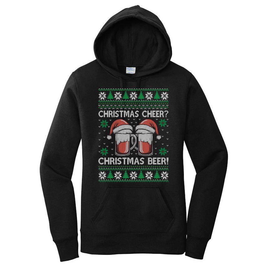 Funny Christmas Cheer Christmas Beer Ugly Sweater Women's Pullover Hoodie