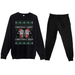 Funny Christmas Cheer Christmas Beer Ugly Sweater Premium Crewneck Sweatsuit Set