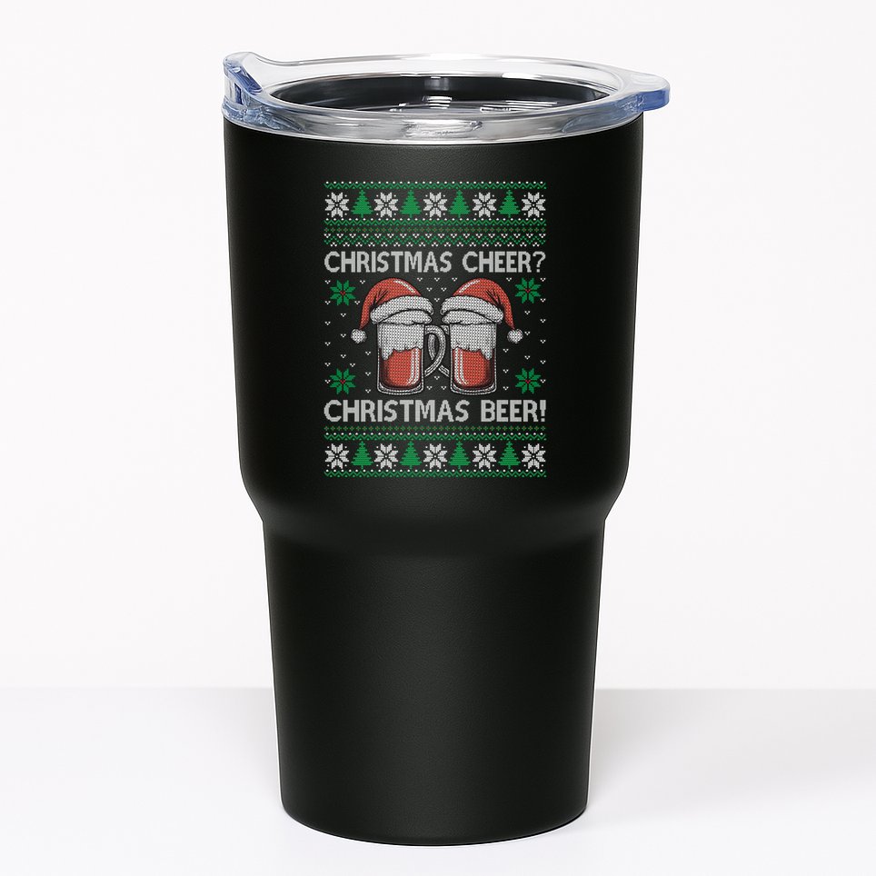 Funny Christmas Cheer Christmas Beer Ugly Sweater Tumbler