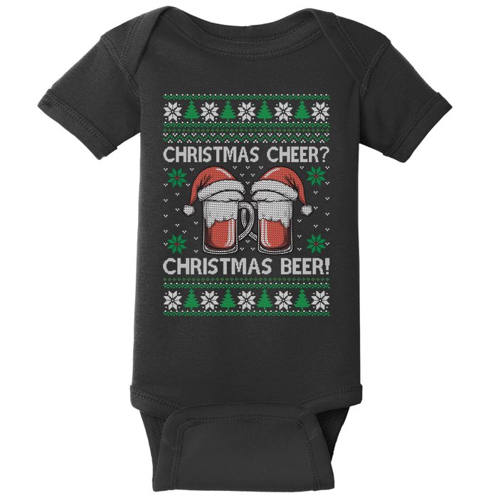 Funny Christmas Cheer Christmas Beer Ugly Sweater Baby Bodysuit
