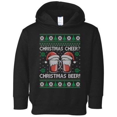 Funny Christmas Cheer Christmas Beer Ugly Sweater Toddler Hoodie