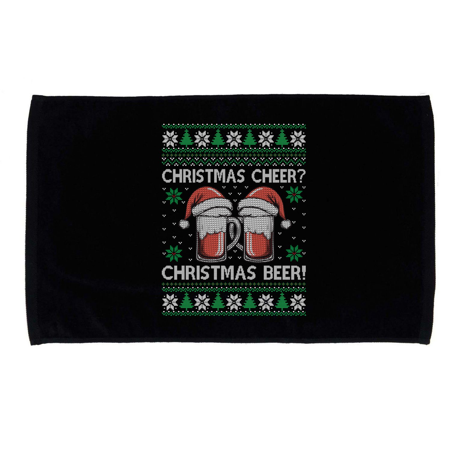 Funny Christmas Cheer Christmas Beer Ugly Sweater Microfiber Hand Towel