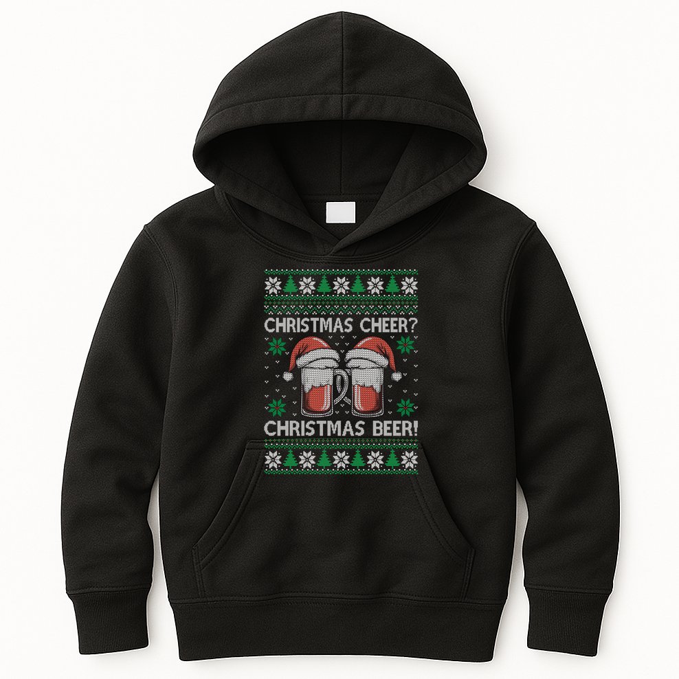 Funny Christmas Cheer Christmas Beer Ugly Sweater Kids Hoodie