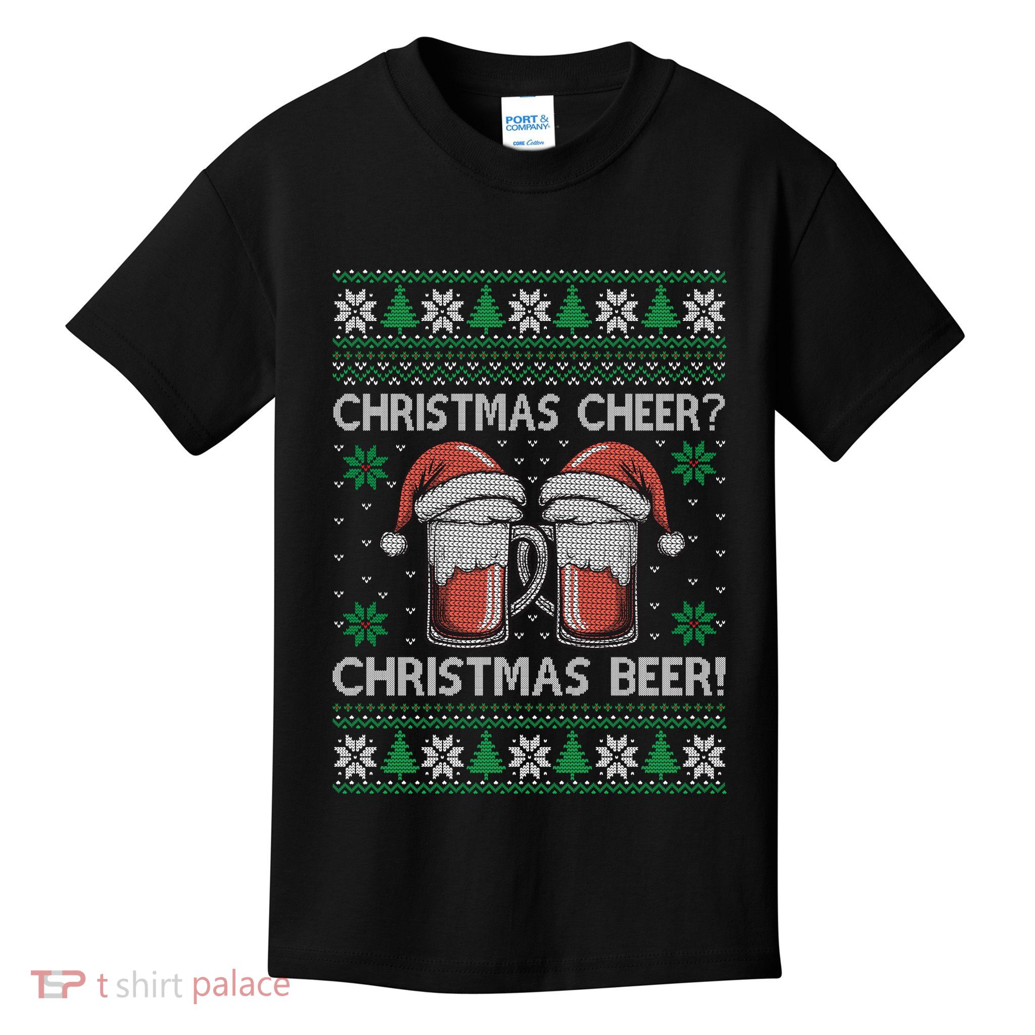 Funny Christmas Cheer Christmas Beer Ugly Sweater Kids T-Shirt