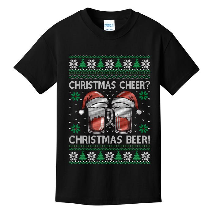 Funny Christmas Cheer Christmas Beer Ugly Sweater Kids T-Shirt