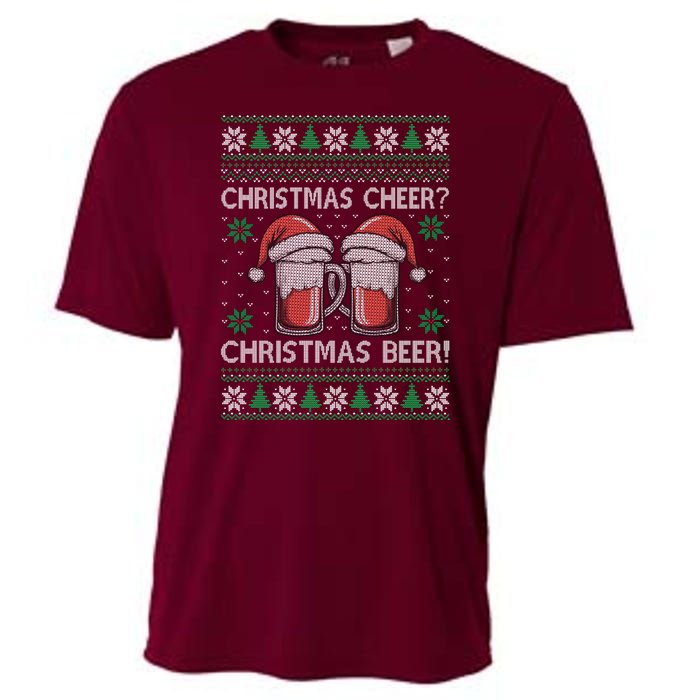 Funny Christmas Cheer Christmas Beer Ugly Sweater Cooling Performance Crew T-Shirt