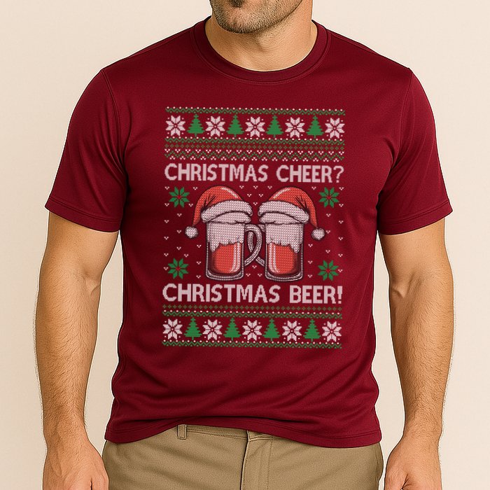 Funny Christmas Cheer Christmas Beer Ugly Sweater Performance Shirt
