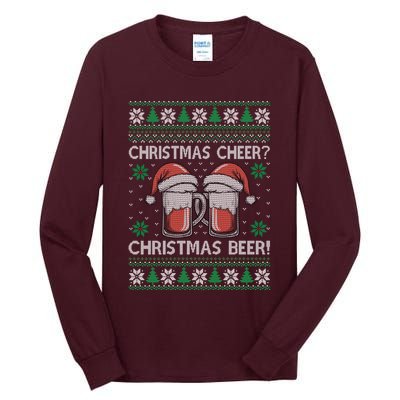 Funny Christmas Cheer Christmas Beer Ugly Sweater Tall Long Sleeve T-Shirt