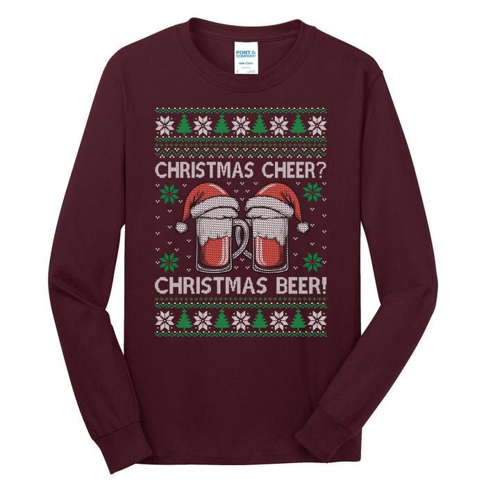 Funny Christmas Cheer Christmas Beer Ugly Sweater Tall Long Sleeve T-Shirt