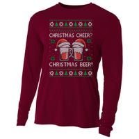 Funny Christmas Cheer Christmas Beer Ugly Sweater Cooling Performance Long Sleeve Crew