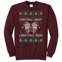 Funny Christmas Cheer Christmas Beer Ugly Sweater Tall Sweatshirt