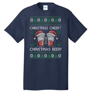 Funny Christmas Cheer Christmas Beer Ugly Sweater Tall T-Shirt