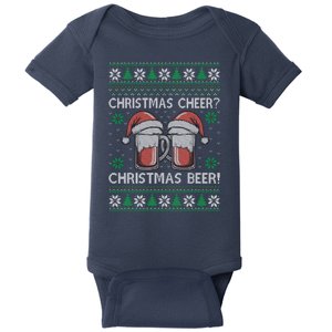 Funny Christmas Cheer Christmas Beer Ugly Sweater Baby Bodysuit