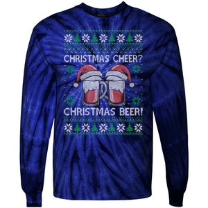 Funny Christmas Cheer Christmas Beer Ugly Sweater Tie-Dye Long Sleeve Shirt