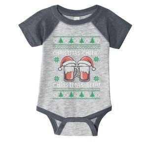 Funny Christmas Cheer Christmas Beer Ugly Sweater Infant Baby Jersey Bodysuit