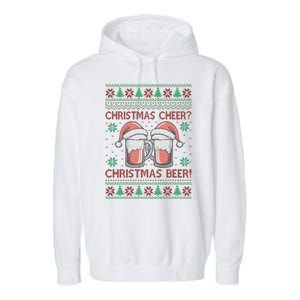 Funny Christmas Cheer Christmas Beer Ugly Sweater Garment-Dyed Fleece Hoodie