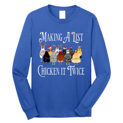 Funny Chicken Christmas Making A List Chicken It Twice Long Sleeve Shirt